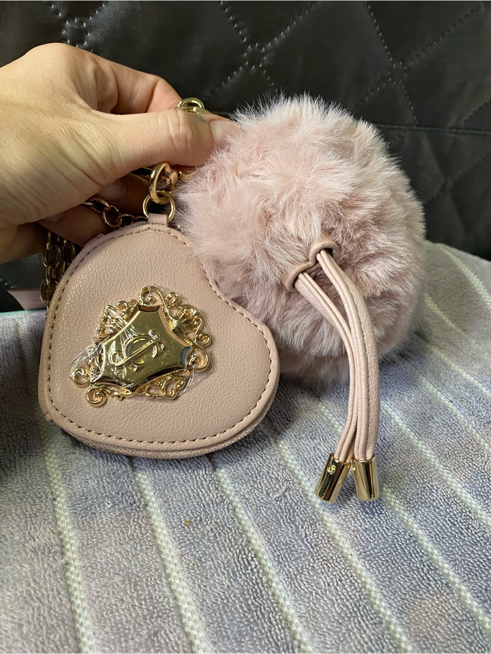 Juicy Couture Glamor Gang Micro Bag & Charm Set - Dusty Blush NWT
